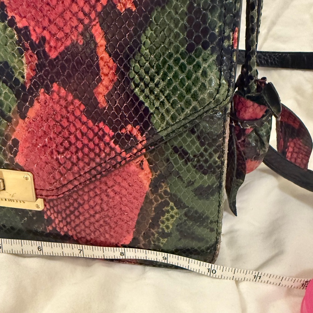 Brahmin Red and Green Snake Print leather Shoulder Bag - Picture 6 of 11